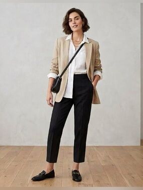 Zara Black linen Ankle pant